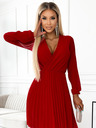 numoco Plisirana haljina s dugim rukavima i torbastim izrezom - crvena Numoco ISABELLE