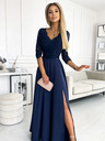 numoco Elegantna duga haljina s dekolteom od čipke - tamnoplava Numoco AMBER
