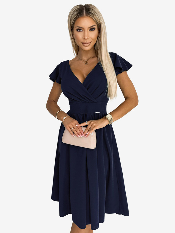 numoco Haljina s dekolteom i kratkim rukavima - tamnoplava Numoco MATILDE