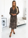 numoco Duža haljina od šifona s dekolteom, volanima i remenom - leopard print Numoco WILD