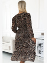 numoco Duža haljina od šifona s dekolteom, volanima i remenom - leopard print Numoco WILD