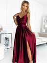 numoco Elegantna satenska maxi haljina na bretele - Boja vina Numoco CHIARA