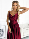 numoco Elegantna satenska maxi haljina na bretele - Boja vina Numoco CHIARA