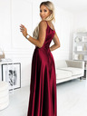 numoco Elegantna satenska maxi haljina na bretele - Boja vina Numoco CHIARA