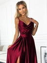 numoco Elegantna satenska maxi haljina na bretele - Boja vina Numoco CHIARA