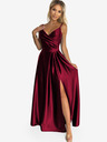 numoco Elegantna satenska maxi haljina na bretele - Boja vina Numoco CHIARA