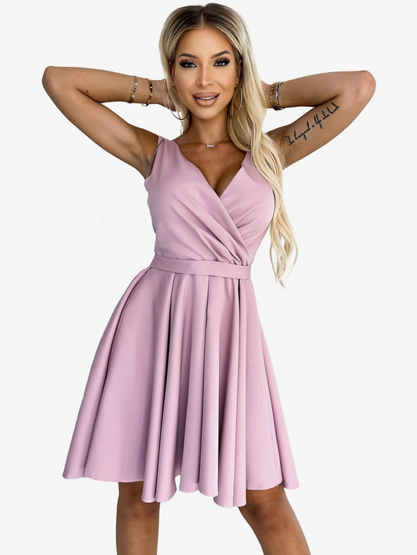 numoco Haljina s dužim leđima, dekolteom i remenom - prljavo roza Numoco MAYA