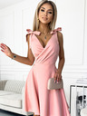 numoco Ženska haljina s torba izrezom i mašnama - puder roza Numoco ROSALIA