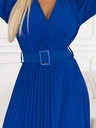 numoco Plisirana haljina s remenom i dekolteom - plava Numoco KLARA