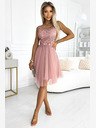 numoco Ženska haljina od gipura i finog tila - puder roza Numoco CATERINA