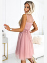 numoco Ženska haljina od gipura i finog tila - puder roza Numoco CATERINA