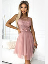 numoco Ženska haljina od gipura i finog tila - puder roza Numoco CATERINA