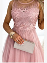 numoco Ženska haljina od gipura i finog tila - puder roza Numoco CATERINA