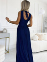 numoco Duga haljina na vezanje s izrezom na leđima - tamnoplava sa svjetlucavim Numoco JUSTINE