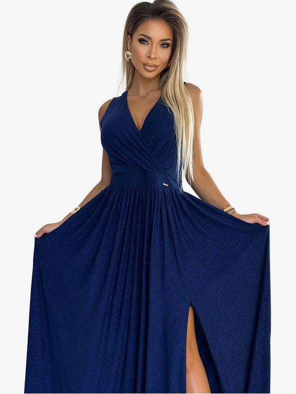numoco Duga haljina na vezanje s izrezom na leđima - tamnoplava sa svjetlucavim Numoco JUSTINE