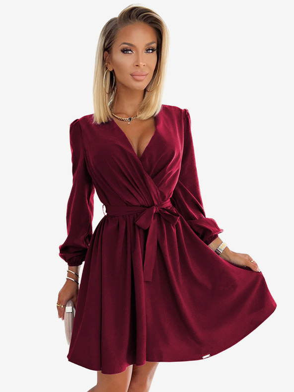 numoco Ženska haljina s dekolteom - Boja vina Numoco BINDY