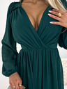numoco Šifon midi haljina s dugim rukavima i dekolteom - zelena Numoco MILA