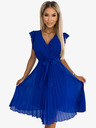 numoco Plisirana haljina s dekolteom i volanima - plava Numoco POLINA