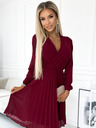 numoco Plisirana haljina s dekolteom i dugim rukavima - Boja vina Numoco ISABELLE
