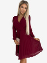 numoco Plisirana haljina s dekolteom i dugim rukavima - Boja vina Numoco ISABELLE