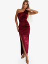 numoco Duga satenska haljina na jedno rame s ružama - bordo Numoco AURORA