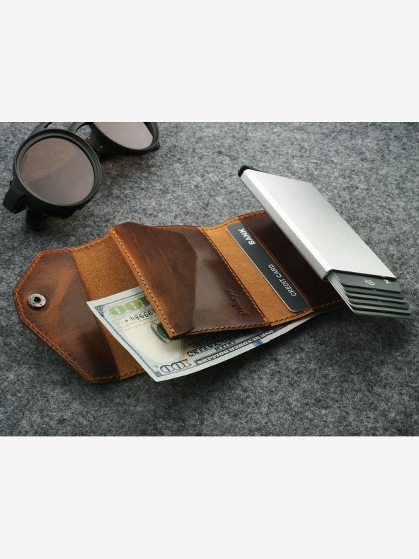 Pularys Pularys muški kožni novčanik smeđe boje