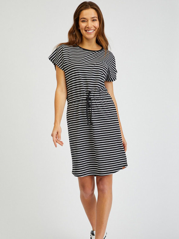 Sam 73 Bijelo-crna ženska haljina na pruge SAM73 Sagitta