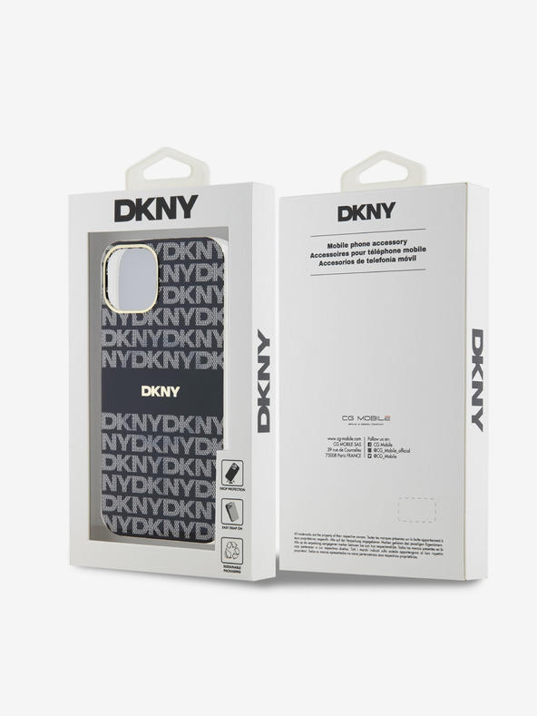 DKNY PC/TPU ponovljeni uzorak Tonal Stripe Magsafe stražnja maska ​​za iPhone 13 crna DKNY
