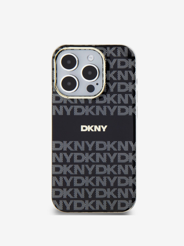 DKNY PC/TPU ponavljajući uzorak Tonal Stripe Magsafe stražnja maska ​​za iPhone 13 Pro crna DKNY