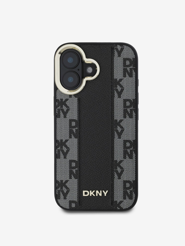DKNY DKNY PU kožna Magsafe stražnja maska ​​s kariranim uzorkom za iPhone 16 Plus crna