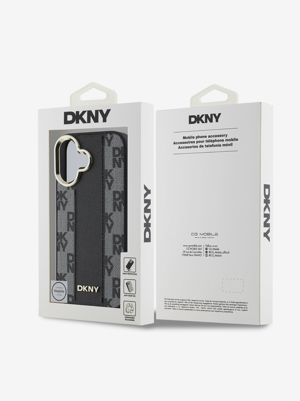 DKNY DKNY PU kožna Magsafe stražnja maska ​​s kariranim uzorkom za iPhone 16 Plus crna