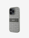 DKNY DKNY PU kožna stražnja maska ​​s ponavljajućim uzorkom u tonskim prugama za iPhone 16 Pro bež