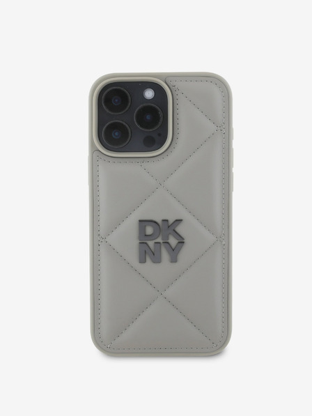 DKNY DKNY PU kožna prošivena stražnja maska ​​s logotipom za iPhone 16 Pro Max siva