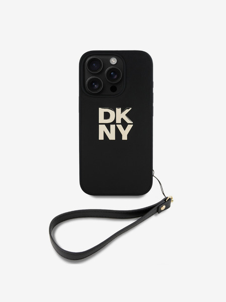 DKNY DKNY PU kožna stražnja maska ​​s logotipom narukvice za iPhone 16 Pro Max crna