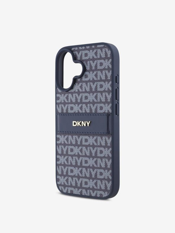 DKNY DKNY PU kožna stražnja maska ​​s ponavljajućim uzorkom u tonskim prugama za iPhone 16 plava