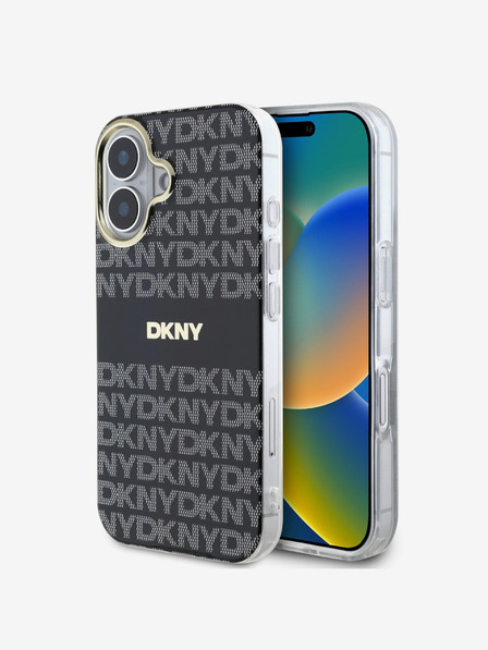 DKNY DKNY PC/TPU ponovljeni uzorak Tonal Stripe Magsafe stražnja maska ​​za iPhone 16 crna