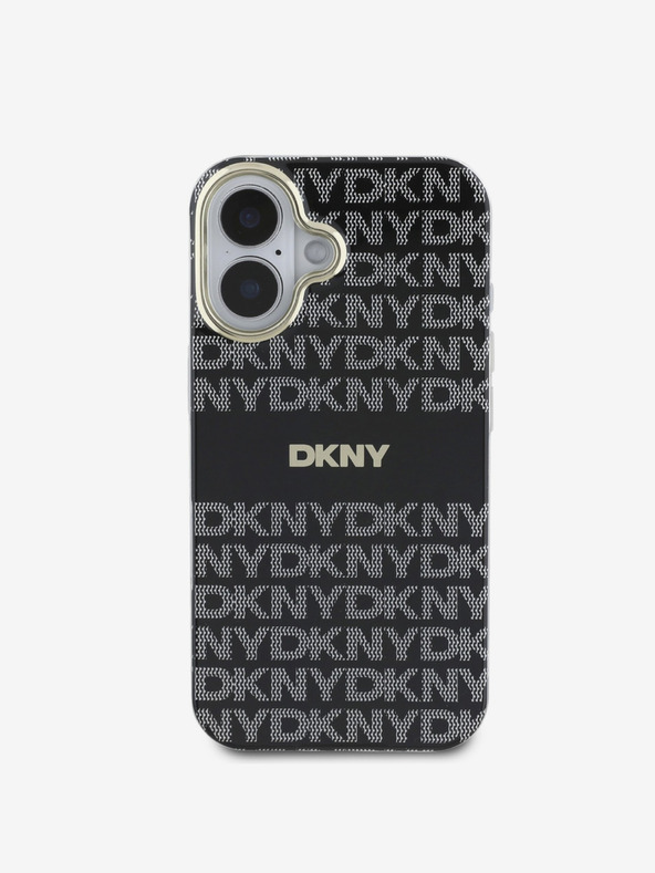 DKNY DKNY PC/TPU ponovljeni uzorak Tonal Stripe Magsafe stražnja maska ​​za iPhone 16 crna