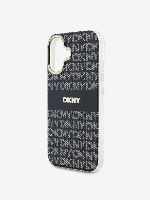 DKNY DKNY PC/TPU ponovljeni uzorak Tonal Stripe Magsafe stražnja maska ​​za iPhone 16 crna