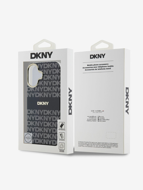 DKNY DKNY PC/TPU ponovljeni uzorak Tonal Stripe Magsafe stražnja maska ​​za iPhone 16 crna