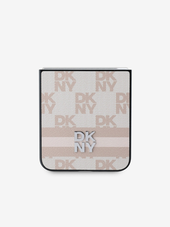 DKNY DKNY PU kožna stražnja maska ​​s kariranim uzorkom i prugama za Samsung Galaxy Z Flip 6, ružičasta