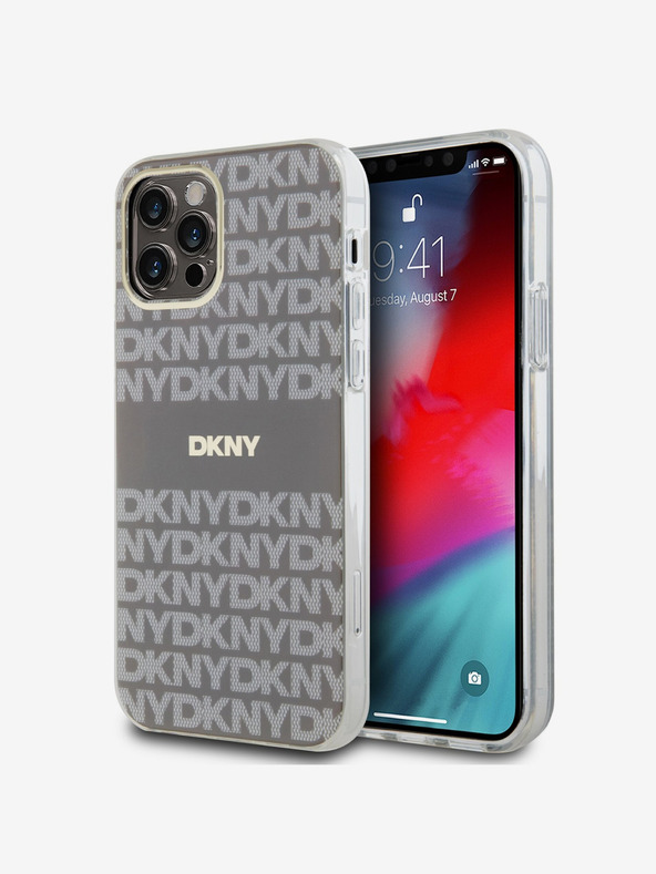 DKNY PC/TPU ponavljajući uzorak Tonal Stripe Magsafe stražnja maska ​​za iPhone 12/12 Pro Bež DKNY