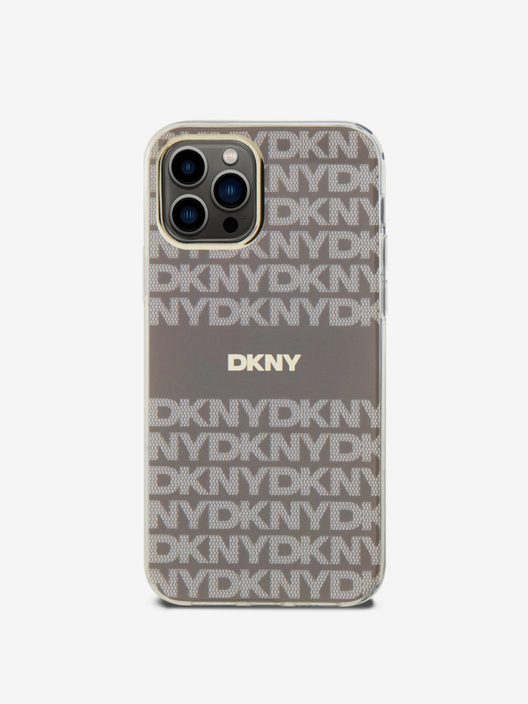 DKNY PC/TPU ponavljajući uzorak Tonal Stripe Magsafe stražnja maska ​​za iPhone 12/12 Pro Bež DKNY