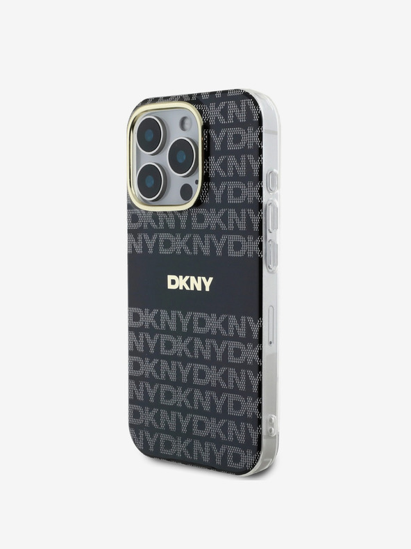 DKNY DKNY PC/TPU ponovljeni uzorak Tonal Stripe Magsafe stražnja maska ​​za iPhone 16 Pro crna