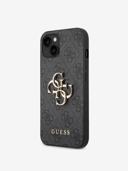Guess PU 4G Metal Logo Zadní Kryt pro iPhone 14 Grey Etui za telefon