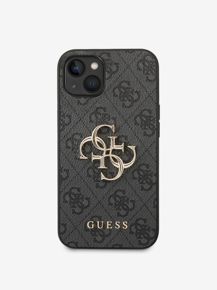 Guess PU 4G Metal Logo Zadní Kryt pro iPhone 14 Grey Etui za telefon