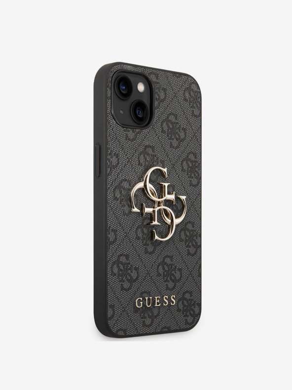 Guess PU 4G Metal Logo Zadní Kryt pro iPhone 14 Grey Etui za telefon