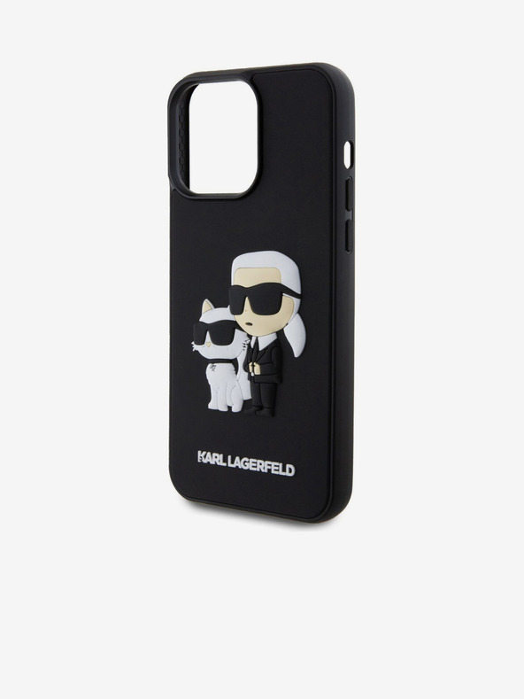 Karl Lagerfeld 3D gumena stražnja maska ​​Karl and Choupette za iPhone 13 Pro Max crna Karl Lagerfeld