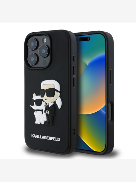 Karl Lagerfeld Stražnja maska ​​Karl Lagerfeld PU Saffiano Karl and Choupette za iPhone 16 Pro Max crna
