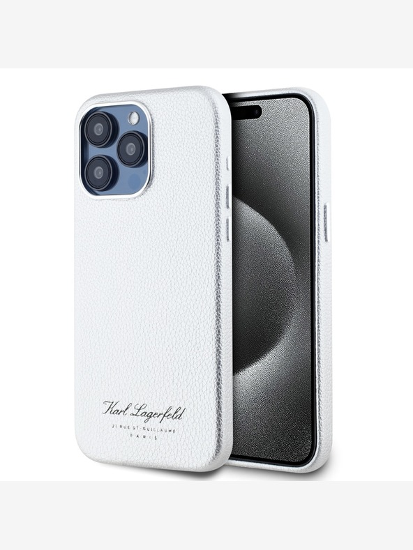 Karl Lagerfeld Zrnati PU Hotel RSG stražnji poklopac za iPhone 15 Pro sivi Karl Lagerfeld