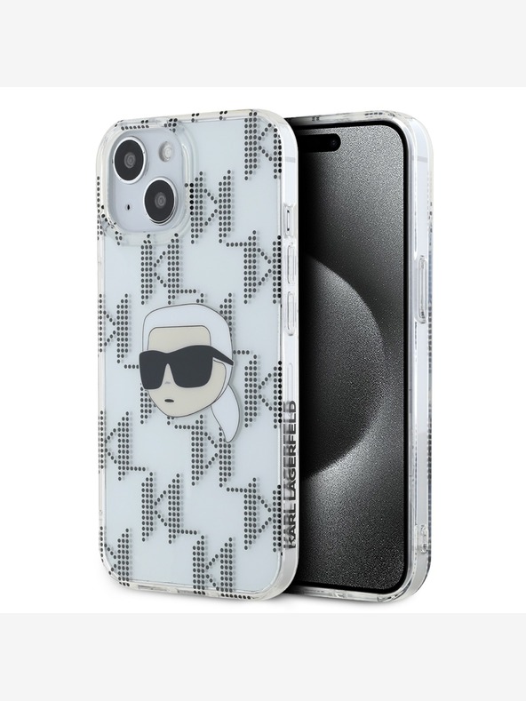 Karl Lagerfeld Karl Lagerfeld IML galvanizirana stražnja maska ​​Karl Head za iPhone 15 prozirna